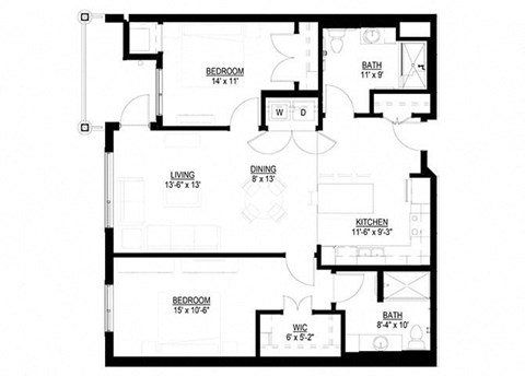 2 Bedroom Floor Plan